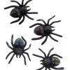 Schwarze Spinnen Mit Saugnapf 4 St. -Outlet-Horror-Shop schwarze spinnen mit saugnapf black spiders with suction cup halloween deko 52822 01