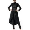 Schwarzer Gothic Damen-Langmantel Mit Spitze 1 Schwarzer Gothic Damen-Langmantel Mit Spitze -Outlet-Horror-Shop schwarzer gothic damen langmantel black gothic long coat for woman gothic kleidung 54558 01