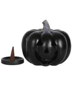 Schwarzer Halloween Kürbis Räucherkegelhalter 11cm 7 Schwarzer Halloween Kürbis Räucherkegelhalter 11cm -Outlet-Horror-Shop schwarzer halloween kuerbis raeucherstaebchenhalter black halloween pumpkin incense cone holder gothic deko 54279 02