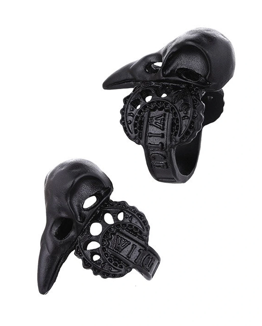 Schwarzer Rabenschädel Ring 3 Schwarzer Rabenschädel Ring