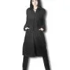 Schwarzer Kurzmantel 1 Schwarzer Kurzmantel -Outlet-Horror-Shop schwarzer gothic mantel schwarzer mantel damenmantel schwarz gothic mode go1232