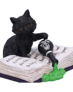 Schwarzes Kätzchen Mit Zaubertrank 10,5cm -Outlet-Horror-Shop schwarzes kaetzchen mit zaubertrank mischievous feline with poision bottle halloween tischdeko 54623 05
