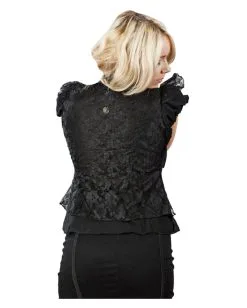 Burleska Chiffon Bluse Schwarz -Outlet-Horror-Shop schwarzes gothic chiffon shirt katie burleska chiffon bluse katie gothic bluse schwarz 660527 2
