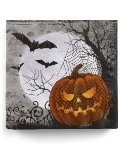 Spooky Halloween Servietten Kürbis & Fledermäuse 20 St.