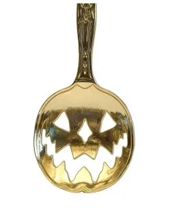 Spooky Pumpkin Teelöffel Gold -Outlet-Horror-Shop sppoky pumpkin teeloeffel gold haunted hallows pumpkin teaspoon halloween und gothic deko und geschenkartikel 50817 04