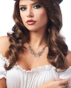 Steampunk Halskette Mit Zahnrädern Und Schlüssel