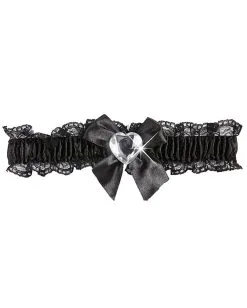 Strumpfband Schwarz Mit Strass-Herz