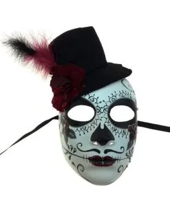 Sugar Skull Maske Mit Mini Zylinder -Outlet-Horror-Shop sugar skull maske mit mini zylinder day of the dead maske mit mini zylinder 50518 01