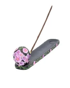 Sugar Skull Mit Flowers Räucherstäbchen Halter -Outlet-Horror-Shop sugar skull mit flowers raeucherstaebchen halter sugar skull with flowers incense burner 50735 05