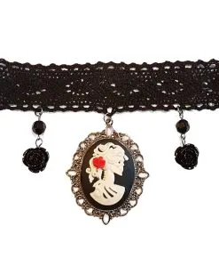 Tag Der Toten Halsband Mit Cameo 5 Tag Der Toten Halsband Mit Cameo -Outlet-Horror-Shop tag der toten halsband mit cameo halloween schmuck day of the dead schmuck halloween zubehoer 28119 2