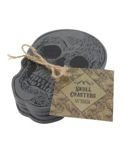 Totenkopf Untersetzer Set 4 St. -Outlet-Horror-Shop totenkopf untersetzer totenschaedel untersetzer skull coasters halloween tischdeko 50706 02