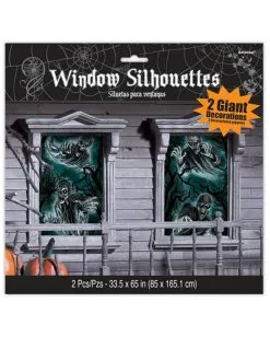 Unheimliche Geisterhaus Fensterdeko 2 St.