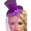 Mini Zylinder Violett Mit Netz -Outlet-Horror-Shop violetter mini zylinder violett glitzernder mini hut purple fever top hat with headband 23820 01