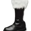 Deluxe Weihnachtsmann Stiefel -Outlet-Horror-Shop weihnachtsmann stiefel nikolaus stiefel santa claus stiefel schwarze stiefel mit weissem pelz 8802420