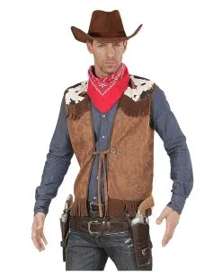 Cowboy Weste Wildleder-Look -Outlet-Horror-Shop western weste wildleder look mit fransen cowboy vest suede look cowboy kostuem 38517 04