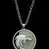 Wolf Medaillon Halskette -Outlet-Horror-Shop wolf medallion halskette necklace wolf medallion monsterjaeger schmuck hexer abzeichen kette 53702