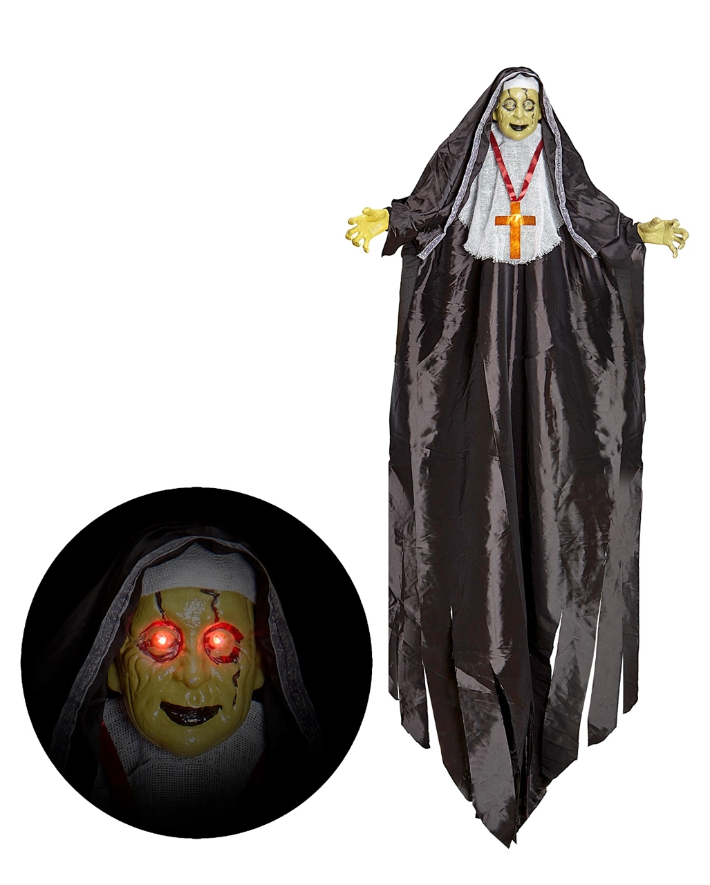 Zombie Nonne Mit Blinkenden Augen 137cm 3 Zombie Nonne Mit Blinkenden Augen 137cm